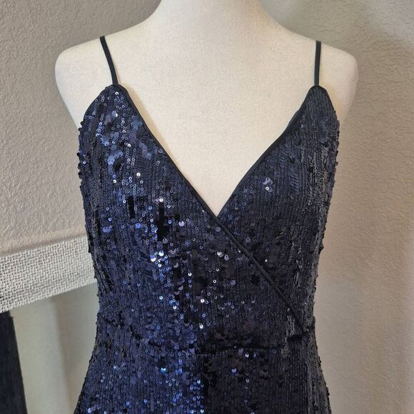 NWT Ramy Brook Leanne Sequin Midi Dress Navy Blue Size 8 - Picture 2 of 10